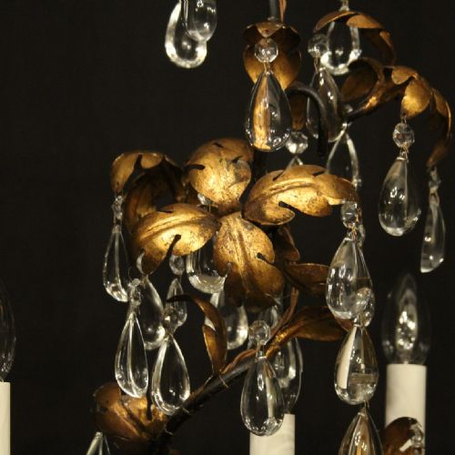 ITALIAN FLORENTINE 4 LIGHT ANTIQUE CHANDELIER - ADDITIONAL PHOTO 5