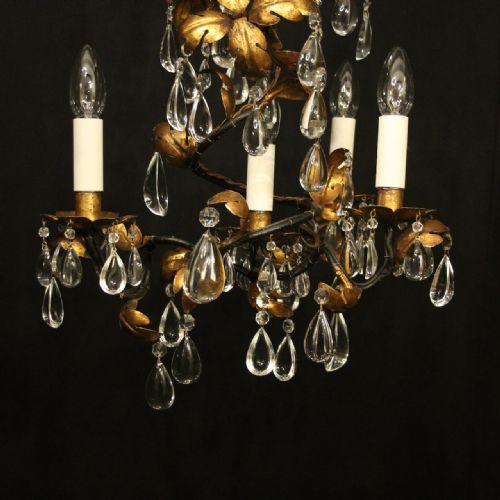ITALIAN FLORENTINE 4 LIGHT ANTIQUE CHANDELIER - ADDITIONAL PHOTO 6