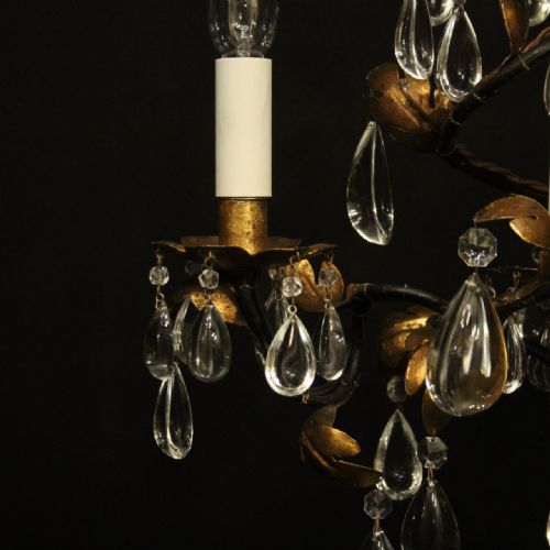 ITALIAN FLORENTINE 4 LIGHT ANTIQUE CHANDELIER - ADDITIONAL PHOTO 7