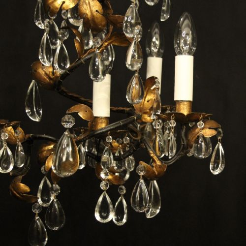 ITALIAN FLORENTINE 4 LIGHT ANTIQUE CHANDELIER - ADDITIONAL PHOTO 8