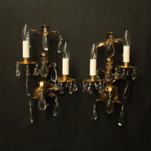 italian florentine twin arm antique wall lights - CATEGORY: ANTIQUE LIGHTING - DATED 1920