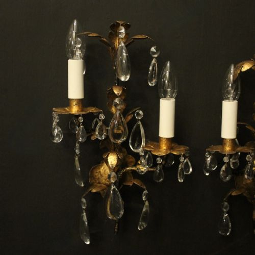 ITALIAN FLORENTINE TWIN ARM ANTIQUE WALL LIGHTS - ADDITIONAL PHOTO 1