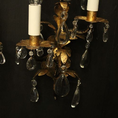 ITALIAN FLORENTINE TWIN ARM ANTIQUE WALL LIGHTS - ADDITIONAL PHOTO 2
