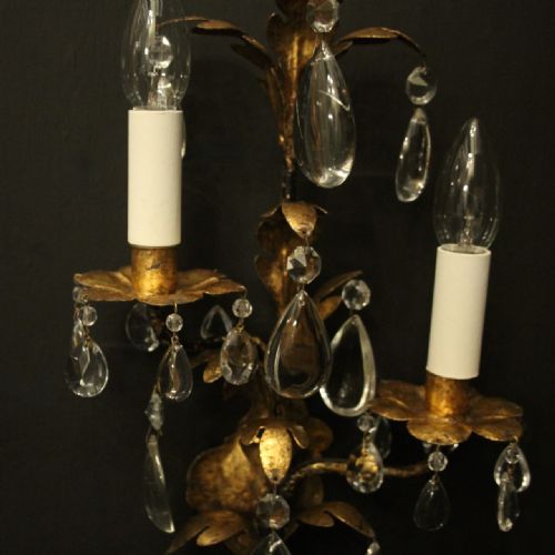 ITALIAN FLORENTINE TWIN ARM ANTIQUE WALL LIGHTS - ADDITIONAL PHOTO 3