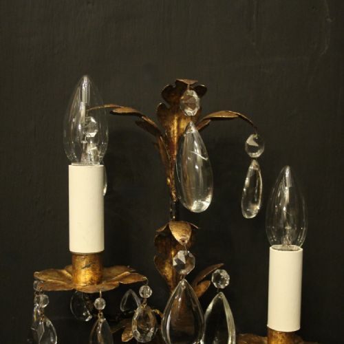 ITALIAN FLORENTINE TWIN ARM ANTIQUE WALL LIGHTS - ADDITIONAL PHOTO 4