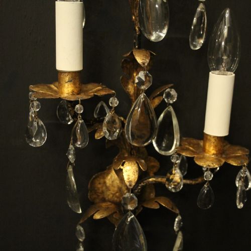 ITALIAN FLORENTINE TWIN ARM ANTIQUE WALL LIGHTS - ADDITIONAL PHOTO 5