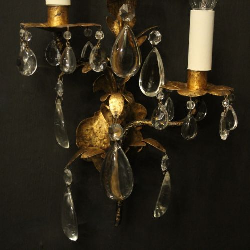 ITALIAN FLORENTINE TWIN ARM ANTIQUE WALL LIGHTS - ADDITIONAL PHOTO 6