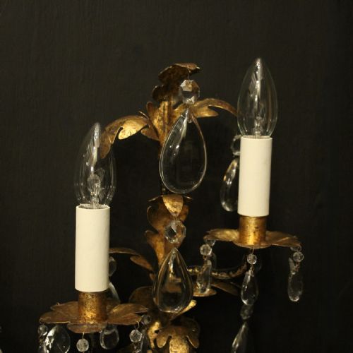 ITALIAN FLORENTINE TWIN ARM ANTIQUE WALL LIGHTS - ADDITIONAL PHOTO 7