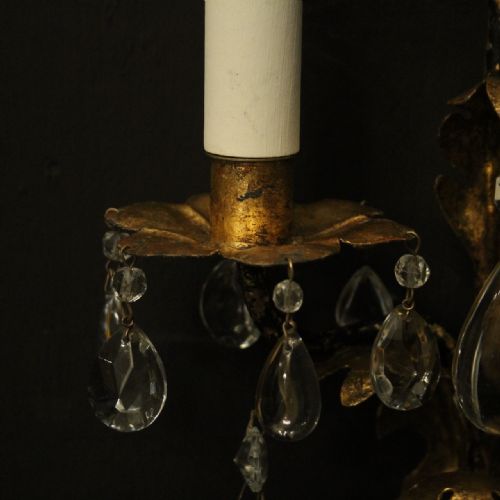 ITALIAN FLORENTINE TWIN ARM ANTIQUE WALL LIGHTS - ADDITIONAL PHOTO 8