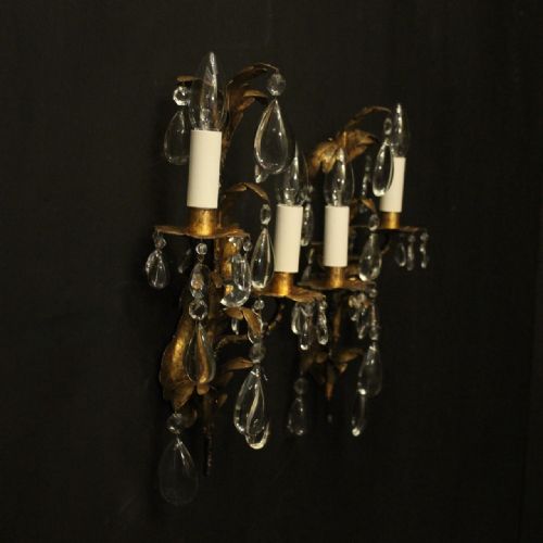 ITALIAN FLORENTINE TWIN ARM ANTIQUE WALL LIGHTS - ADDITIONAL PHOTO 9