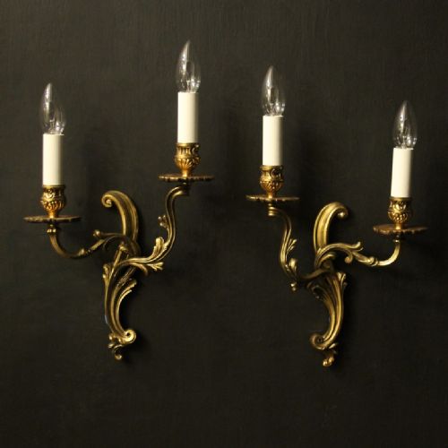 french pair of gilded antique wall lights - CATEGORY: ANTIQUE LIGHTING - DATED 1920