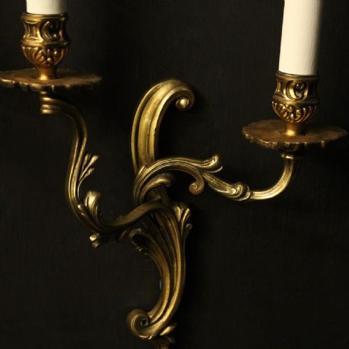 FRENCH PAIR OF GILDED ANTIQUE WALL LIGHTS - ADDITIONAL PHOTO 2