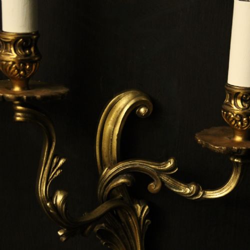FRENCH PAIR OF GILDED ANTIQUE WALL LIGHTS - ADDITIONAL PHOTO 3