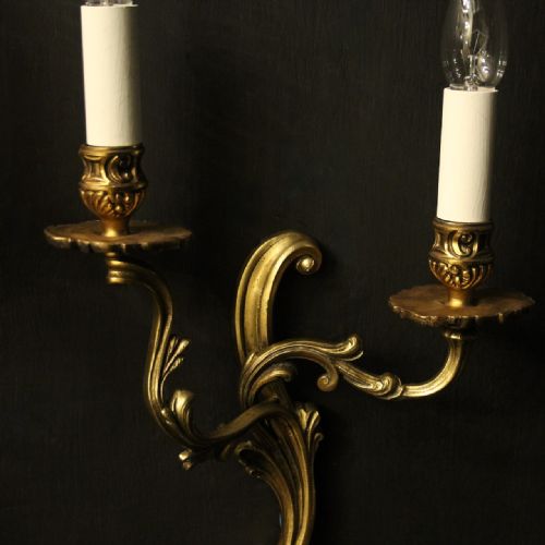 FRENCH PAIR OF GILDED ANTIQUE WALL LIGHTS - ADDITIONAL PHOTO 5