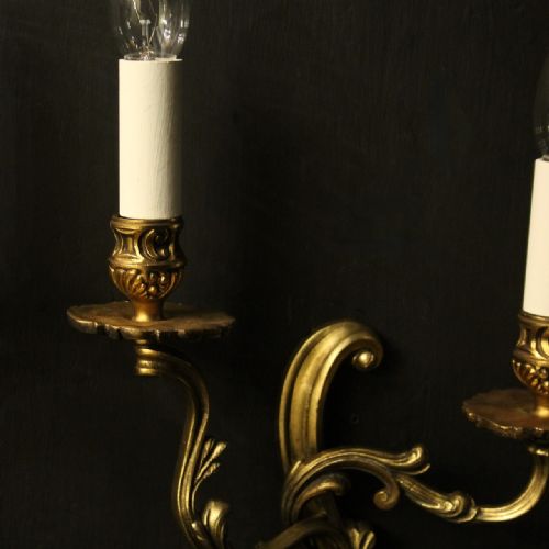 FRENCH PAIR OF GILDED ANTIQUE WALL LIGHTS - ADDITIONAL PHOTO 6