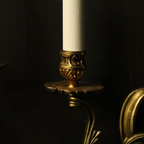 FRENCH PAIR OF GILDED ANTIQUE WALL LIGHTS - ADDITIONAL PHOTO 7