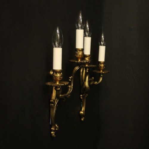 FRENCH PAIR OF GILDED ANTIQUE WALL LIGHTS - ADDITIONAL PHOTO 9