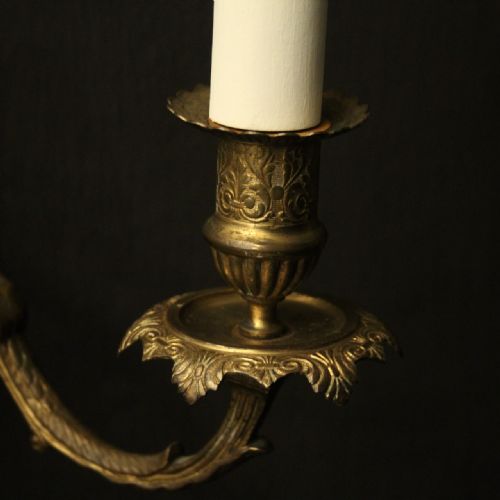 FRENCH PAIR OF FADED BRONZE ANTIQUE WALL SCONCES - ADDITIONAL PHOTO 5