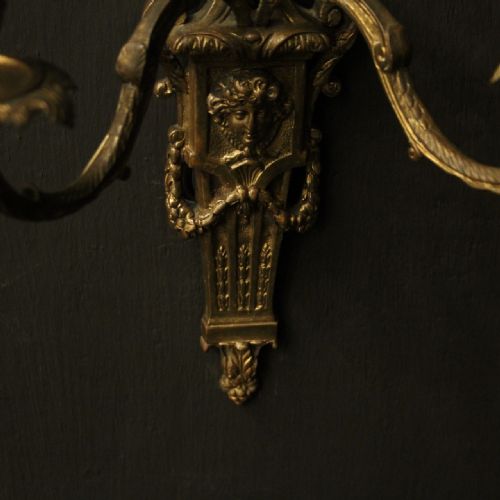 FRENCH PAIR OF FADED BRONZE ANTIQUE WALL SCONCES - ADDITIONAL PHOTO 6