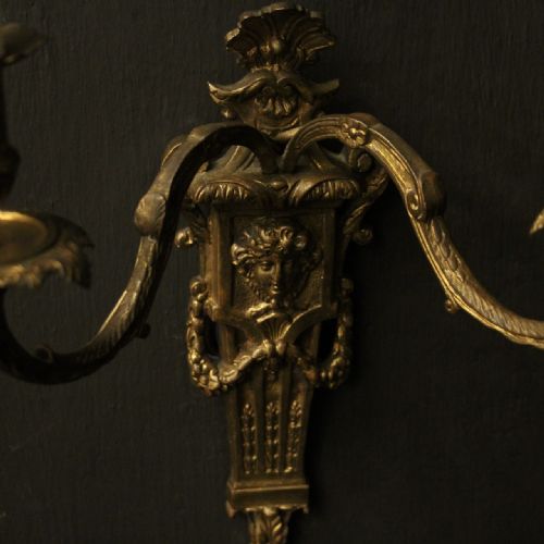 FRENCH PAIR OF FADED BRONZE ANTIQUE WALL SCONCES - ADDITIONAL PHOTO 8