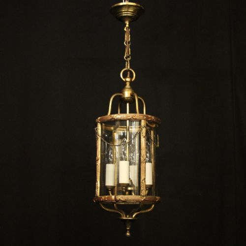 FRENCH GILDED BRASS FOUR LIGHT ANTIQUE LANTERN - ADDITIONAL PHOTO 1