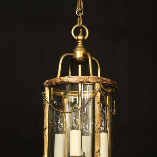 FRENCH GILDED BRASS FOUR LIGHT ANTIQUE LANTERN - ADDITIONAL PHOTO 2