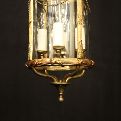 FRENCH GILDED BRASS FOUR LIGHT ANTIQUE LANTERN - ADDITIONAL PHOTO 3