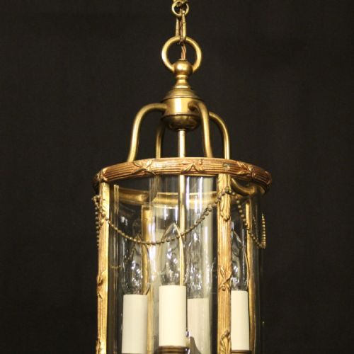 FRENCH GILDED BRASS FOUR LIGHT ANTIQUE LANTERN - ADDITIONAL PHOTO 4