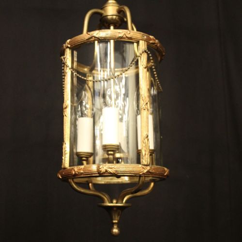 FRENCH GILDED BRASS FOUR LIGHT ANTIQUE LANTERN - ADDITIONAL PHOTO 5