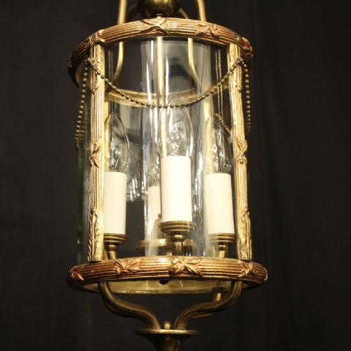 FRENCH GILDED BRASS FOUR LIGHT ANTIQUE LANTERN - ADDITIONAL PHOTO 6