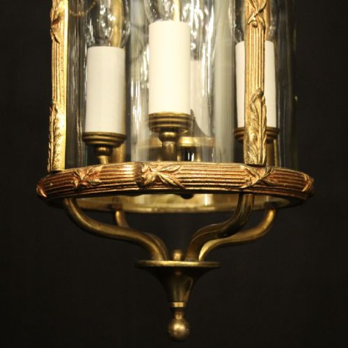 FRENCH GILDED BRASS FOUR LIGHT ANTIQUE LANTERN - ADDITIONAL PHOTO 7