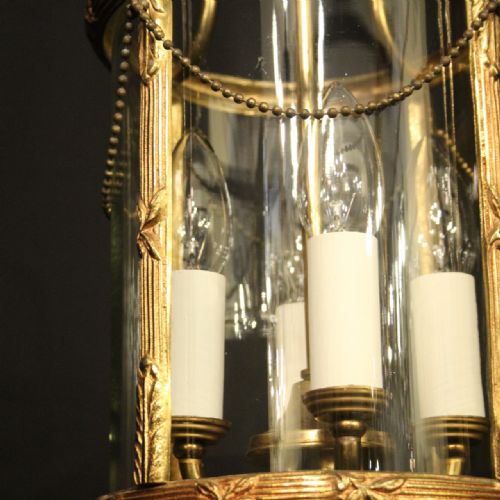 FRENCH GILDED BRASS FOUR LIGHT ANTIQUE LANTERN - ADDITIONAL PHOTO 8