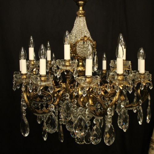 FRENCH GILDED BRONZE CRYSTAL 23 LIGHT ANTIQUE CHANDELIER - ADDITIONAL PHOTO 1