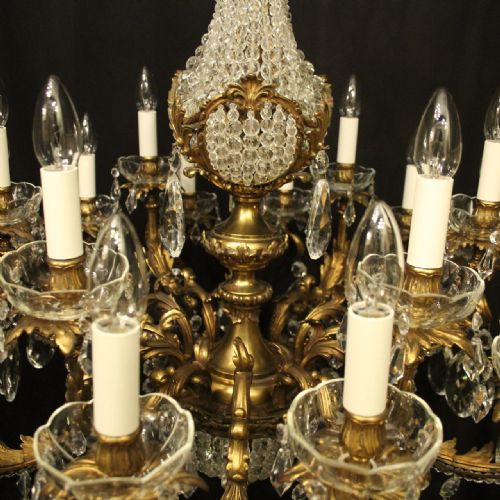 FRENCH GILDED BRONZE CRYSTAL 23 LIGHT ANTIQUE CHANDELIER - ADDITIONAL PHOTO 2