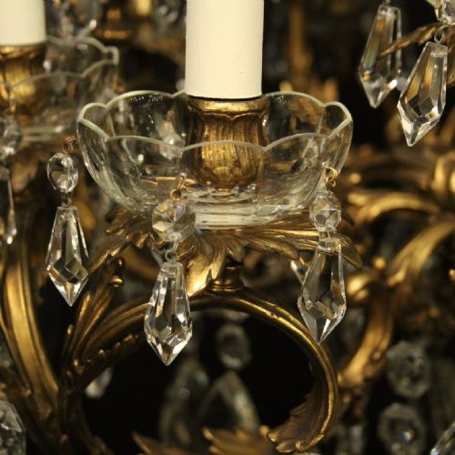 FRENCH GILDED BRONZE CRYSTAL 23 LIGHT ANTIQUE CHANDELIER - ADDITIONAL PHOTO 3
