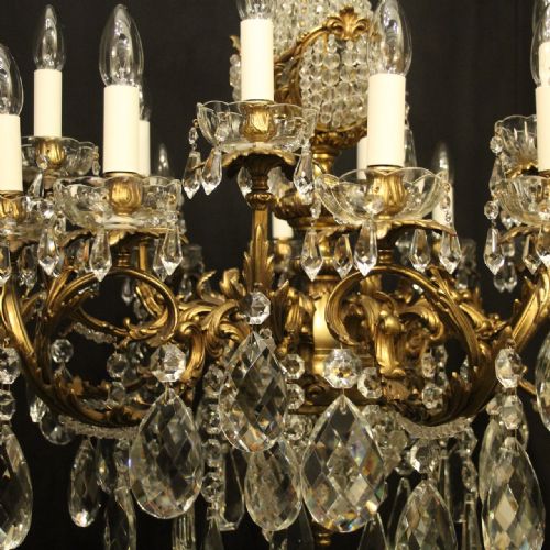 FRENCH GILDED BRONZE CRYSTAL 23 LIGHT ANTIQUE CHANDELIER - ADDITIONAL PHOTO 4