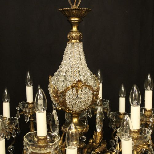 FRENCH GILDED BRONZE CRYSTAL 23 LIGHT ANTIQUE CHANDELIER - ADDITIONAL PHOTO 5
