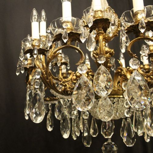 FRENCH GILDED BRONZE CRYSTAL 23 LIGHT ANTIQUE CHANDELIER - ADDITIONAL PHOTO 7