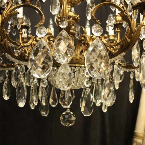 FRENCH GILDED BRONZE CRYSTAL 23 LIGHT ANTIQUE CHANDELIER - ADDITIONAL PHOTO 9