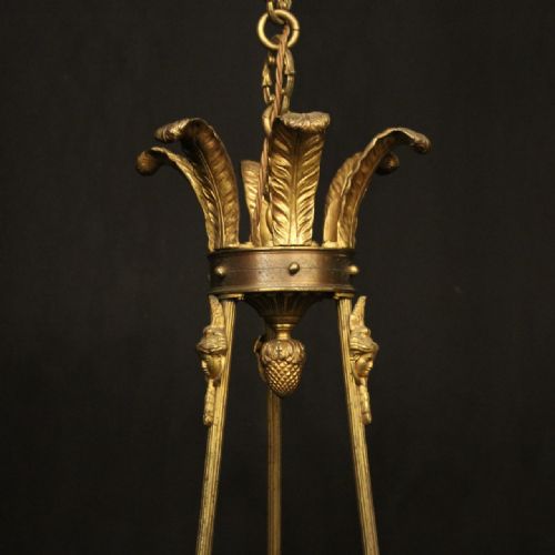 FRENCH GILDED BRONZE 7 LIGHT ANTIQUE CHANDELIER - ADDITIONAL PHOTO 8