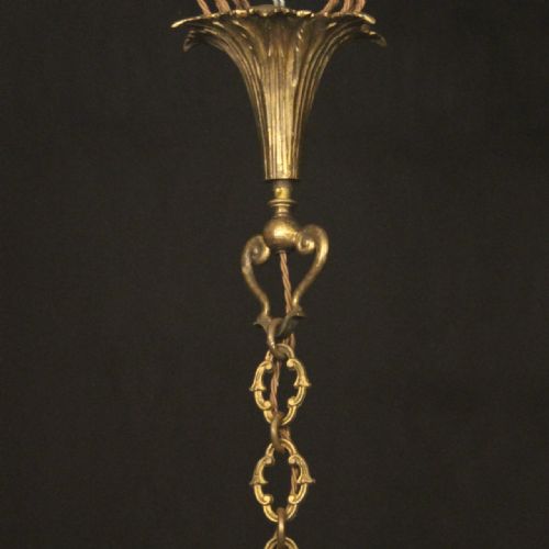 FRENCH GILDED BRONZE 7 LIGHT ANTIQUE CHANDELIER - ADDITIONAL PHOTO 9