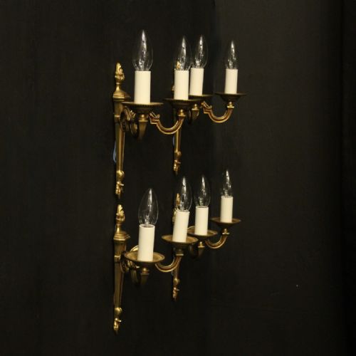 FRENCH SET OF 4 GILDED BRASS WALL LIGHTS - ADDITIONAL PHOTO 9