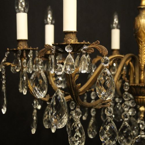 FRENCH GILDED 8 LIGHT ANTIQUE CHANDELIER - ADDITIONAL PHOTO 2