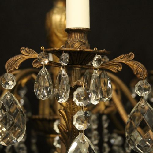 FRENCH GILDED 8 LIGHT ANTIQUE CHANDELIER - ADDITIONAL PHOTO 3