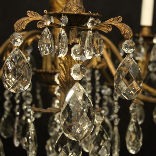 FRENCH GILDED 8 LIGHT ANTIQUE CHANDELIER - ADDITIONAL PHOTO 5