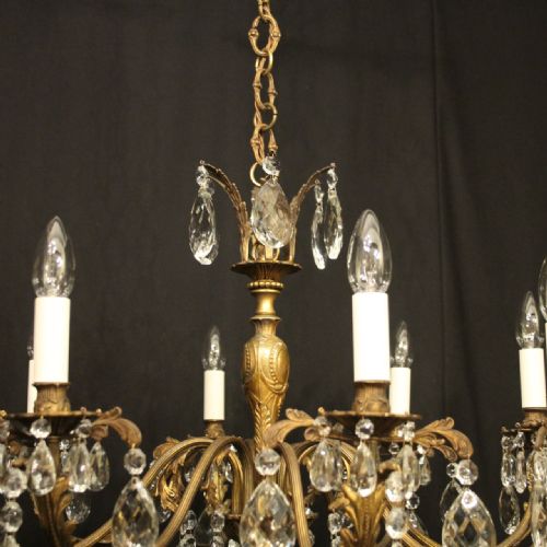 FRENCH GILDED 8 LIGHT ANTIQUE CHANDELIER - ADDITIONAL PHOTO 9