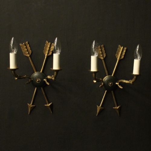 french pair of gilded antique wall lights - CATEGORY: ANTIQUE LIGHTING - DATED 1920