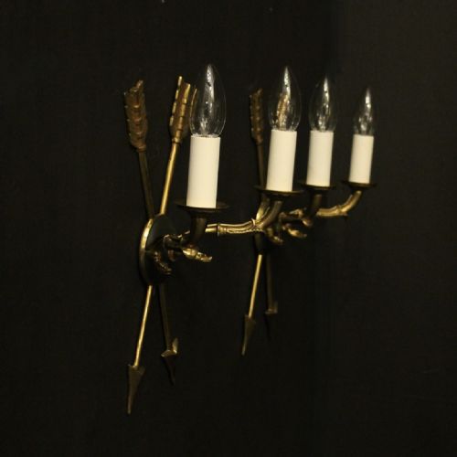 FRENCH PAIR OF GILDED ANTIQUE WALL LIGHTS - ADDITIONAL PHOTO 9