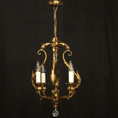 ITALIAN FLORENTINE 4 LIGHT GILDED BIRDCAGE CHANDELIER - ADDITIONAL PHOTO 1