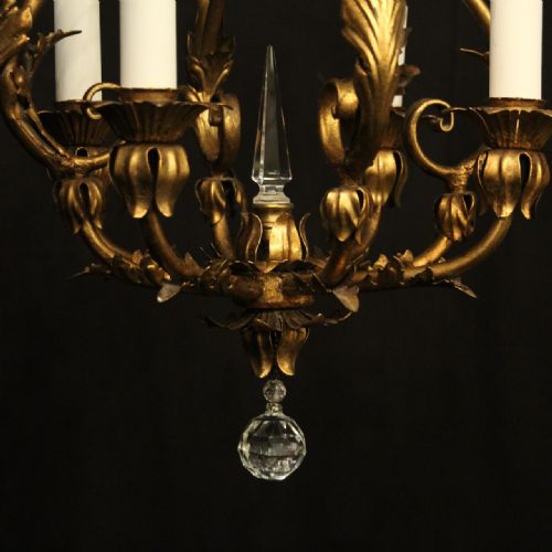 ITALIAN FLORENTINE 4 LIGHT GILDED BIRDCAGE CHANDELIER - ADDITIONAL PHOTO 2